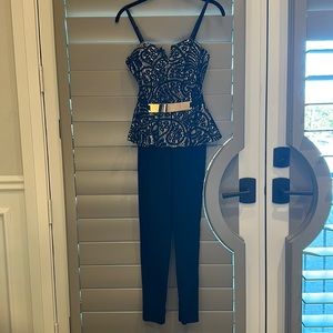 Black and Gold Sleeveless Jumpsuit